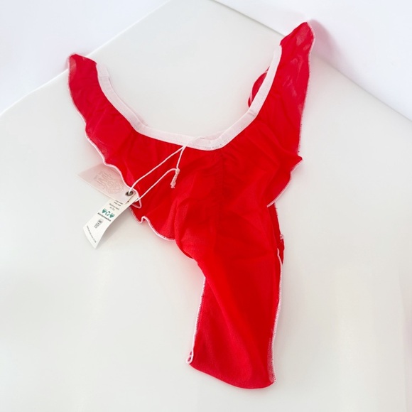 NWT Free People HAH Fly Girl Mesh Panty in Blood Orange, Size Small - Picture 4 of 8